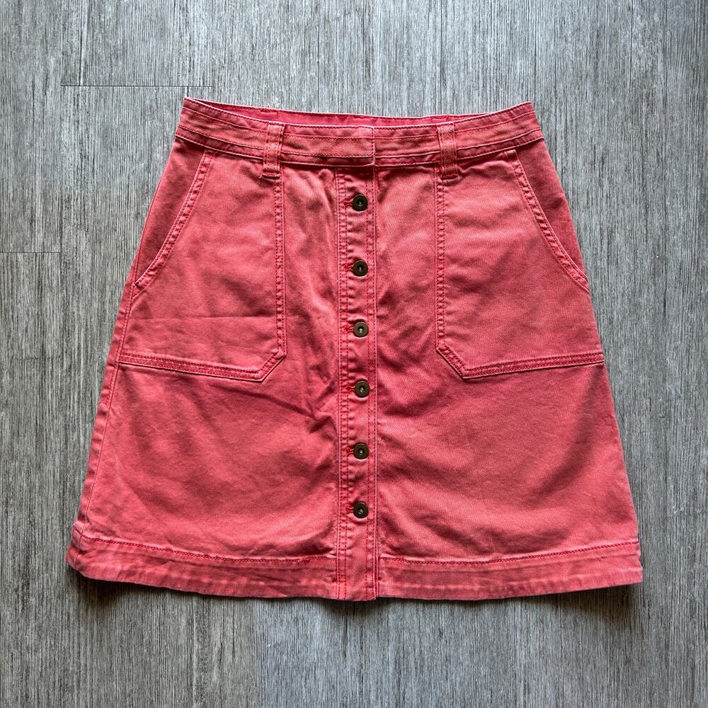 Pilcro and the Letterpress Coral Button Down Cotton Knee-Length Skirt Size 0